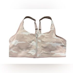 Athleta Empower II Train Zip Front Sports Bra Pink Camo Size Medium
